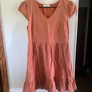 Short Orange Linen Dress - Like New